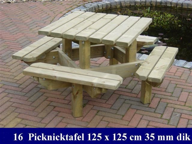 Aan boord Archeologie Wig Vierkanten houten kinder picknicktafel tuinmeubelen FSC KEUR MERK KOMO KEUR